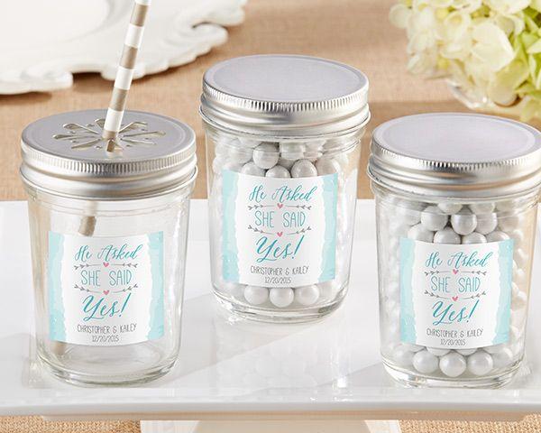 Свадьба - Personalized Mason Jar - He Asked, She Said Yes (Set Of 12)