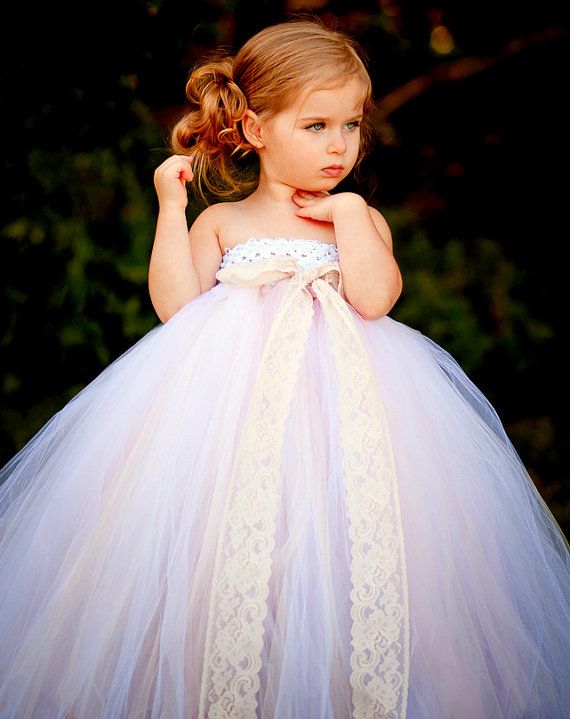 Wedding - Vintage Daydream Flower Girl Tutu Dress With Lace Accent Featuring Ivory, White, And Pink Tulle