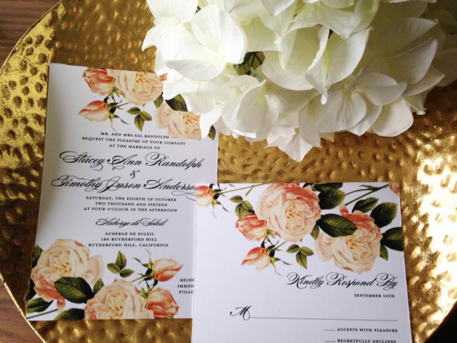 Wedding - Blush Flora Wedding Collection in Evening Soiree- Invitation Save the Date Ceremony Program Menu Thank You Cards
