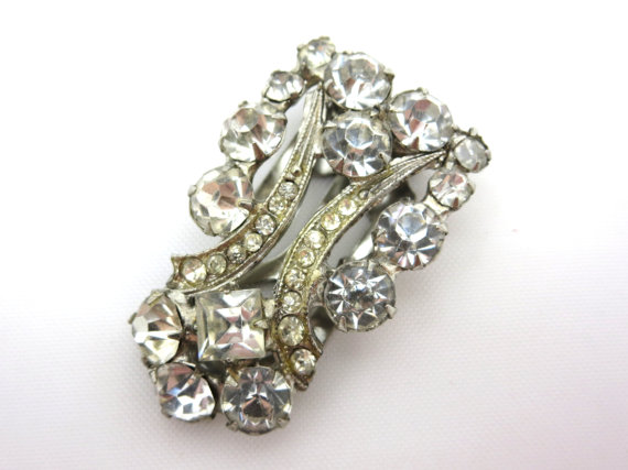 Hochzeit - Art Deco Dress Clip - Rhinestone Jewelry