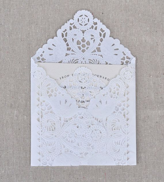 Mariage - DIY Lace Envelope Kit. Wedding Invitation Envelope Liners. Paper Lace, Custom Template, And Adhesive Included