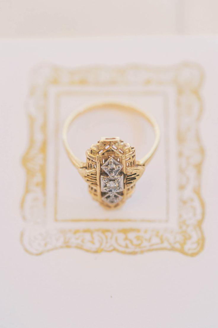 زفاف - Geometric Gold Art Decor Wedding Ring