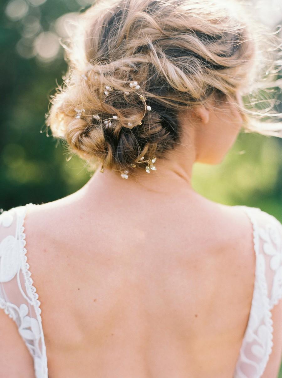 Mariage - Pearl Bridal Headband Bridal Hair Halo Crystal Headband Beaded Headband Pearl Hair Halo Beaded Bridal Headband #154