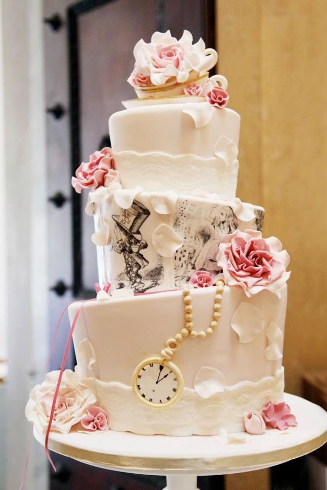 Wedding - Alice In Wonderland, Vintage Tea Party Themed, Topsy Turvy Cake.....