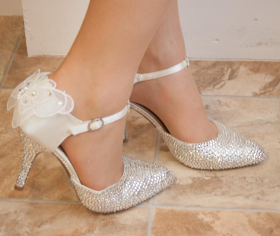 Hochzeit - Luxury wedding shoes with around 1600 genuine swarovski crystals & luxury lace. Unique crystal wedding shoes.