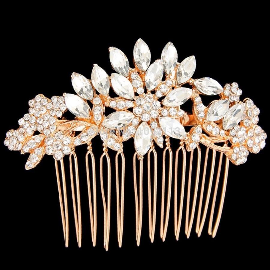 Hochzeit - Rose Gold Bridal Comb - Wedding Hair Comb - Rose Gold Bridal Jewelry - Bridal Hair Accessories - Rose Gold Hair Comb - Blush Pink Bridal