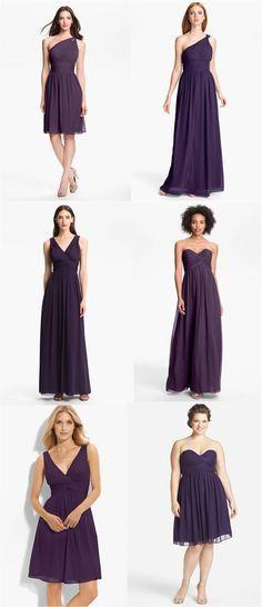 Hochzeit - Bridesmaid Dresses By Color Purple 