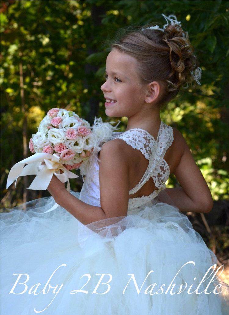 Wedding - Vintage Ivory Lace Flower Girl Dress, Wedding Flower Girl  Dress  All Sizes Girls