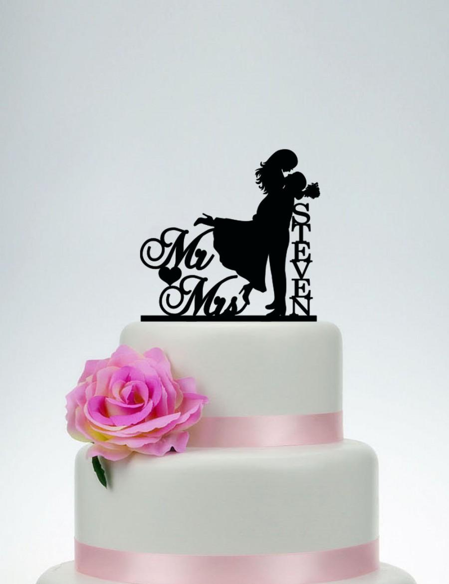 Wedding - Wedding Cake Topper With Last Name,Mr & Mrs Topper,Custom Cake Topper,Groom And Bride Cake Topper,Wedding Decoration,Unique Cake Topper c069