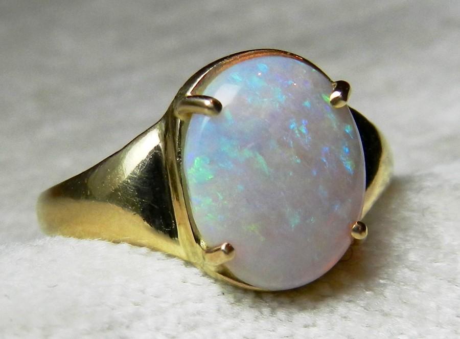 Hochzeit - Opal Ring 2.10 Ct Opal Engagement Ring Natural Opal Ring Unique Engagement Ring 10K October