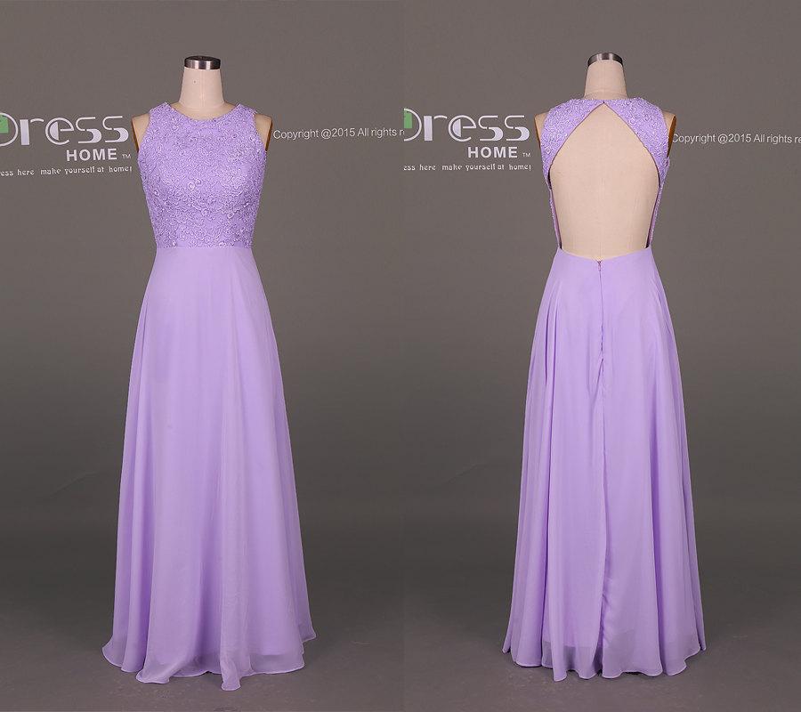 زفاف - 2016 Sweet 16 Lavender Lace Prom Dress/Open Back Lace Prom Dress Long/Sexy Evening Gown/Bridesmaids Dresses/Backless Prom Dress DH330