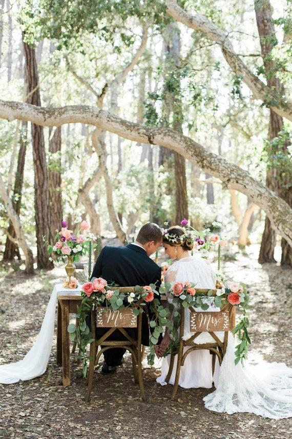 زفاف - Mr And Mrs Chair Signs - Wooden Wedding Signs - Wood