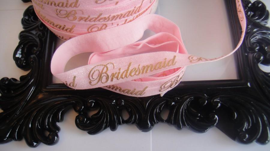 زفاف - Beautiful FOE elastic BRIDESMAID, hair band,hair,elastic,bridal gift,party favors,White metallic gold, Soft Pink