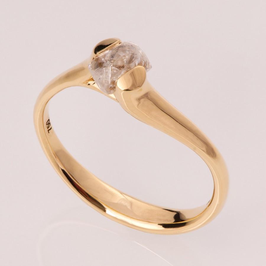 Wedding - Raw Diamond Engagement Ring - 14K Gold Tension Set Engagement Ring, Unique Engagement ring, rough diamond ring, Alternative Engagement Ring