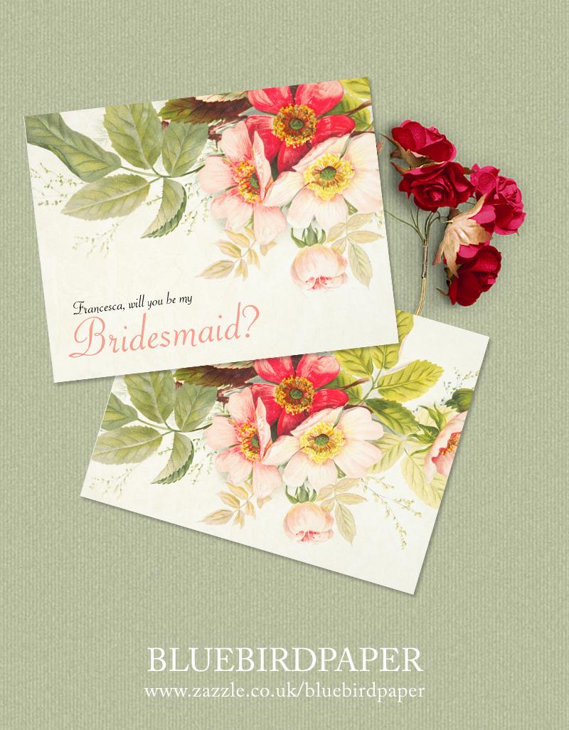 Wedding - Vintage Bouquet, a Floral Bridesmaid Card