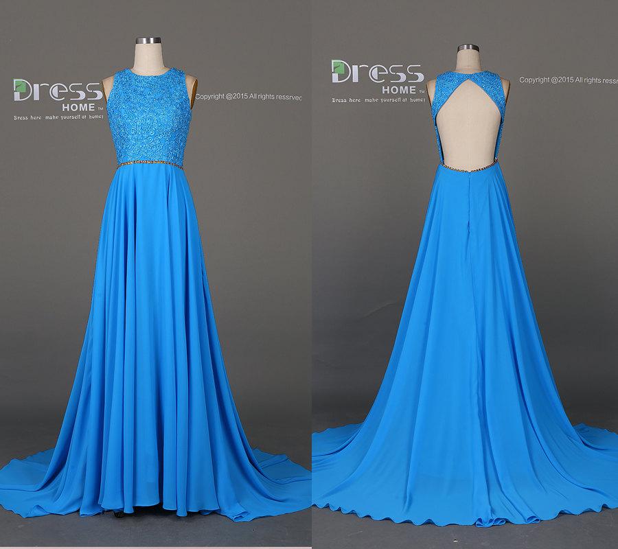 Wedding - 2016 New Sweet 16 Tiffany Blue Beading Lace  Prom Dress/Open Back Lace Prom Dress/Evening Gown/Long Prom Dress/Backless Prom Dress DH503