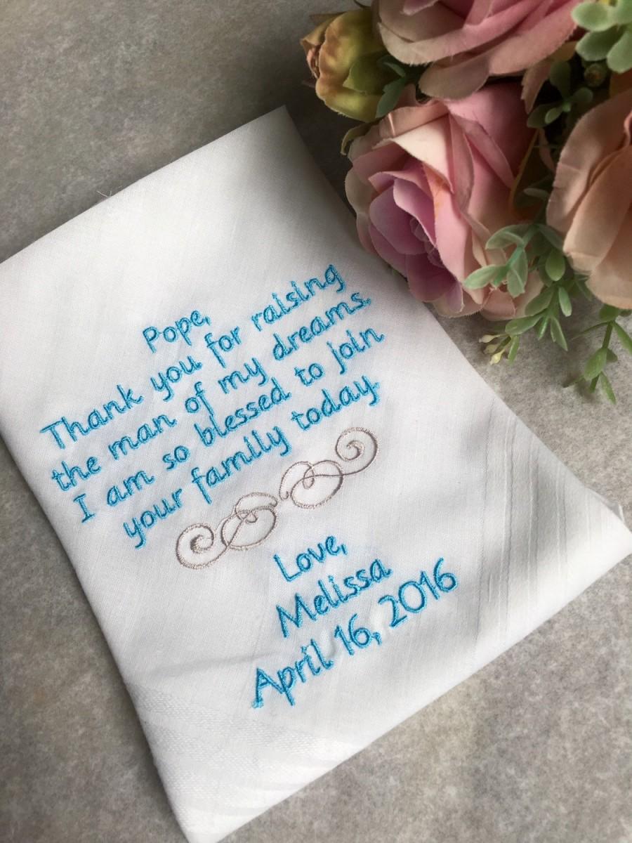 زفاف - Father of the groom  Handkerchief,Cute note from bride to her father of the groom on her wedding day