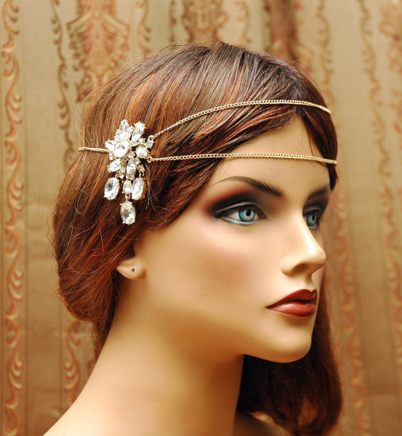 Свадьба - Bridal Headpiece, Hair Chain Accessory, Wedding Hair Jewelry, Gold Boho Headpiece, Head Chain Wedding Headband, Bridal Hair Accessories