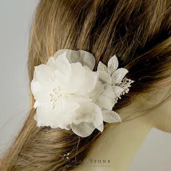 Hochzeit - Pure Silk Bridal HairPiece Wedding Fascinator, Wedding Hairpiece, Wedding Hair Piece, Flower Bridal Hair Clip, Wedding Hair Accessory