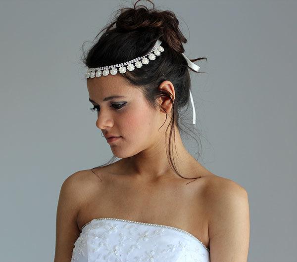 Hochzeit - Pearl and Rhinestone  Headband, Bridal  Headband, Wedding Headband,  Bridal Hair Accessory, Wedding  Accessory