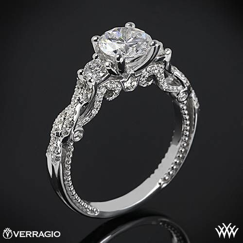 زفاف - Platinum Verragio INS-7074R Braided 3 Stone Engagement Ring