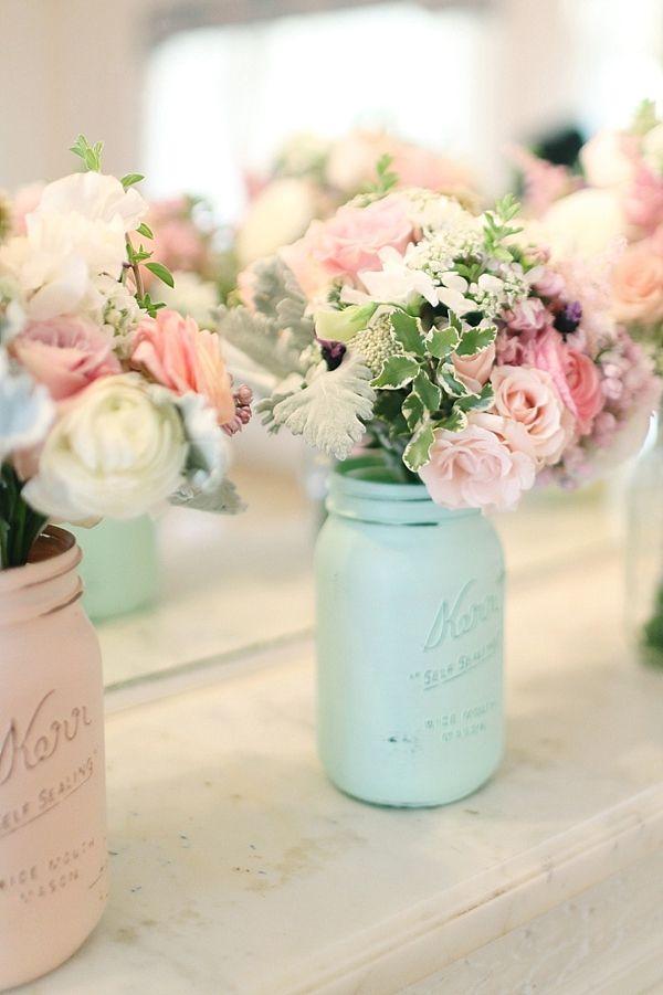 Hochzeit - The ORIGINAL Painted And Distressed Mason Jars By Beach Blues