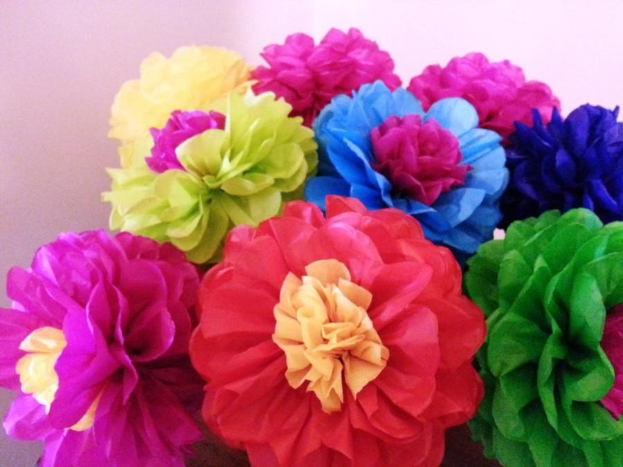 Mariage - Tissue Paper Fiesta Flowers - Set of 8 Tissue paper flower - Decoration//Mexico//Parties Decor//Cinco de Mayo