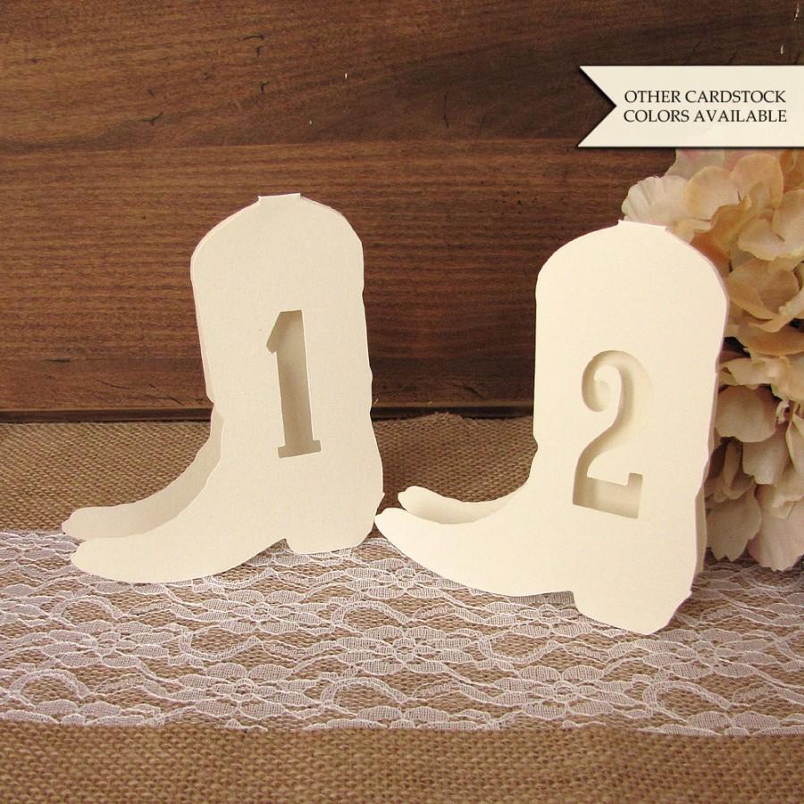 Hochzeit - Country wedding table numbers - Western wedding decor - Cowboy wedding - Cowboy boot table number - Barn wedding centerpiece
