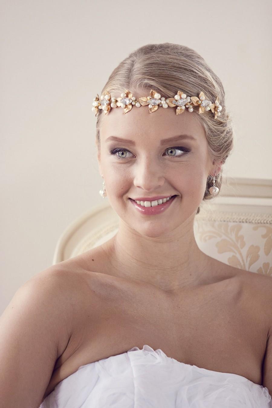 Hochzeit - Bridal headband, Gold headpiece, Gold headband, Wedding headband, Rhinestone headband, Crystal headband, Bridal headpiece Wedding accessorie