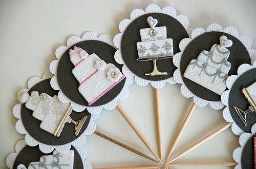 Hochzeit - Wedding Cake - Bridal Shower Cupcake Toppers