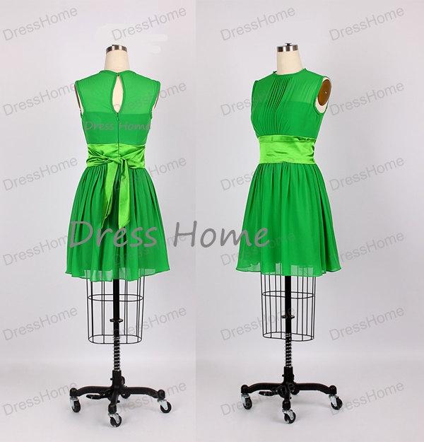 زفاف - Short Bridesmaid Dresses - Green Bridesmaid Dress / Chiffon Bridesmaid Dress / Cheap Bridesmaid Dress / Evening Dress DH144