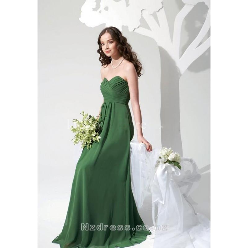 Hochzeit - Beautiful Sheath Green Chiffon Sweetheart Wrinkle Bridesmaid Dress Nz