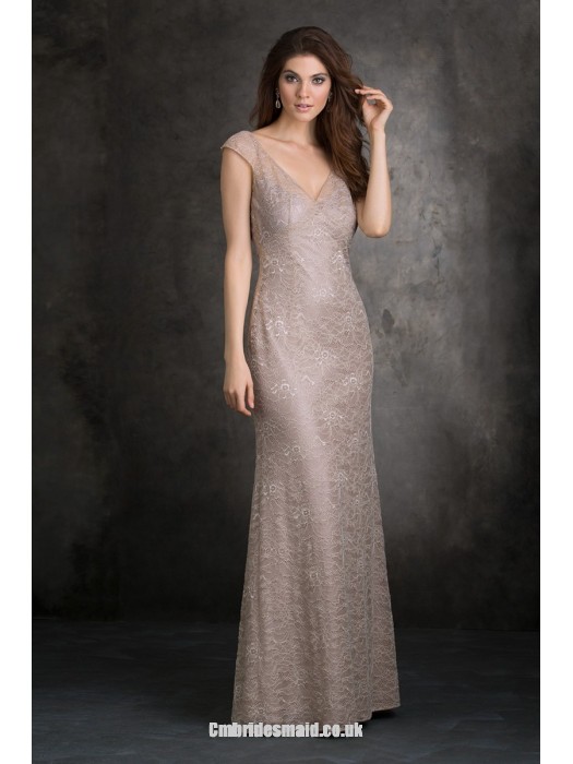 زفاف - Fashion Design Women Long Uk Bridesmaid Dresses UK with V-neck,A-line,Lace Fabric,Floor-length