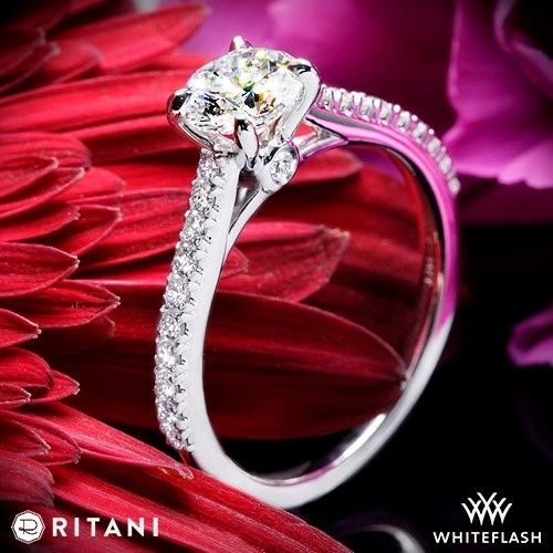 زفاف - 14k White Gold Ritani 1RZ2498 Diamond Engagement Ring