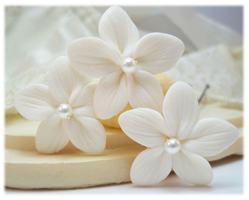 Wedding - White Stephanotis Pearl Hair Pins - Bridal Hair Flowers, Wedding Hair Clips, Pearl Hair Flowers, White Bridal Hair Pins, Stephanotis Flowers