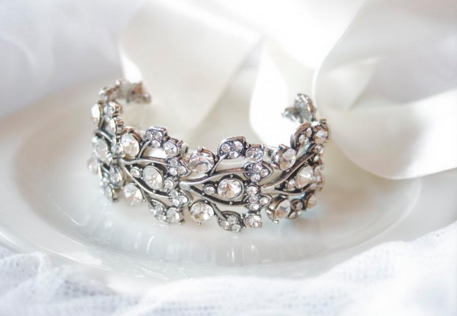 Wedding - Bridal Bracelet, Crystal Bracelet, Cuff Ribbon Bracelet, Bridal Jewelry, Bridesmaid Bracelet, Cuff Bracelet, Bridal Jewelry, Wedding Jewelry