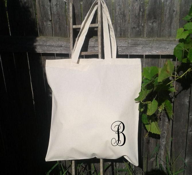Mariage - Monogram Initial Tote Bag - Bridesmaid Gift Bags - Welcome Bags for Wedding -You choose letters- Custom Tote Bags-Flower Girl