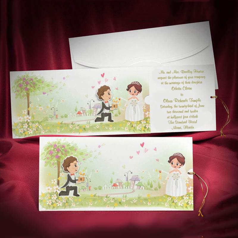 Свадьба - Funny Wedding Invitation Card Custom Personalized Green Colorful Invitations Unique Wedding Invitation Card Original Creative Invites