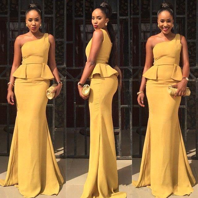 Wedding - Sexy Yellow Mermaid 2016 Evening Dresses One Shoulder Satin Cheap Simple Peplum Run Fashion Formal Long Party Prom Dresses Gowns Online with $88.75/Piece on Hjklp88's Store 