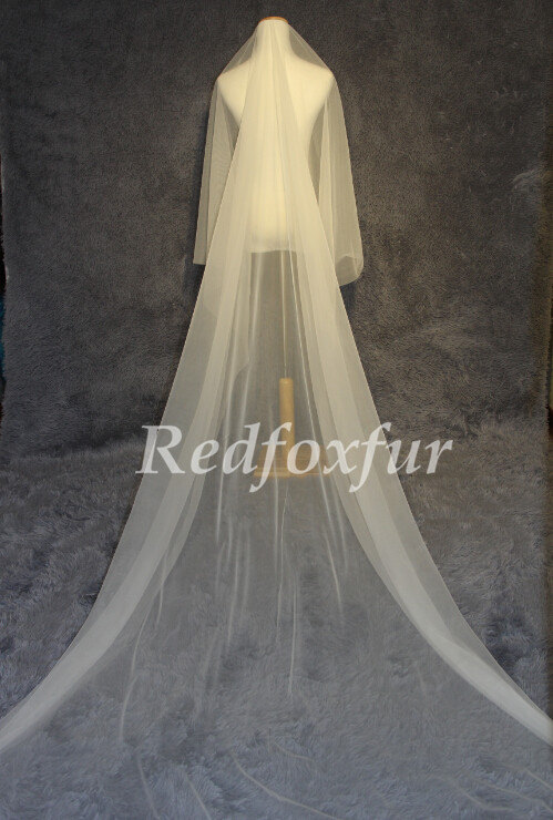 Mariage - Simple Cathedral Veil White or ivory Bridal Veil 1T 3m long Veil Wedding dress veil Wedding  Cutting edge veilAccessories No comb