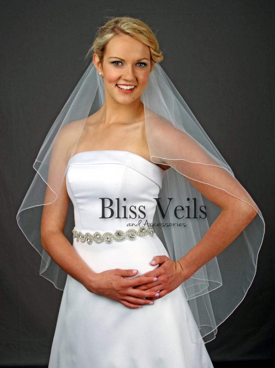 Mariage - 2 Tier Bridal Wedding Veil, Fingertip Wedding Veil, Soft Wedding Veil