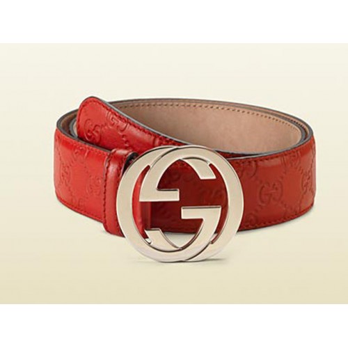 زفاف - Gucci Belts Red With Interlocking Gold G Buckle