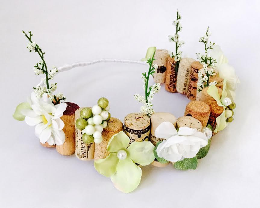 زفاف - Bachelorette flower cork crown / Tiara