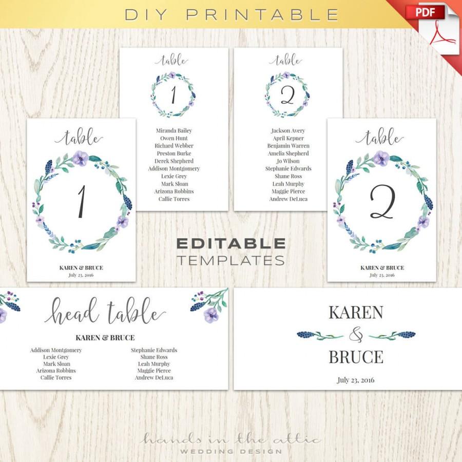 Floral Wedding Table Numbers Printable Template Seating Chart Wedding Printables Head Table Floral Table Numbers Diy Digital Download Weddbook