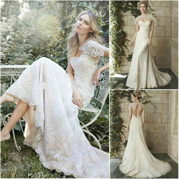 Mariage - Vestidos De Noiva 2015 Wedding Dresses Backless Sexy Lace Tulle Beading Crystal Cap Sleeve Mermaid Bridal Gowns Dresses Custom Online with $115.45/Piece on Hjklp88's Store 