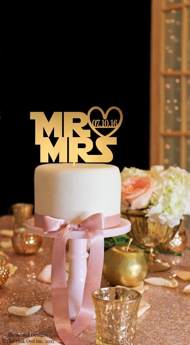 زفاف - Wedding Cake Topper - Star Wars Font Cake Topper - Gold Cake Topper