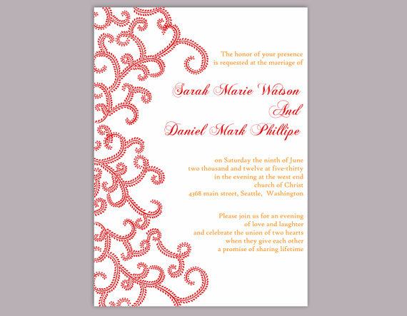 Hochzeit - DIY Bollywood Wedding Invitation Template Editable Word File Download Printable Red Wedding Invitation Indian Invitation Bollywood party