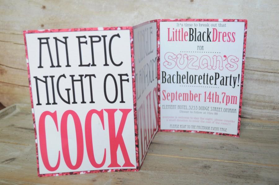 زفاف - An Epic Night of Cock...Tails - Bachelorette/Girls Night Invitation - 5x7 Tri-Fold Invitation - Customized Colors/Details-DIY Printable