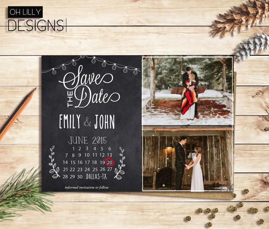 Mariage - Save the Date Calendar, Save the Date Printable, Save the Date Postcard, Wedding Save the Date, Chalkboard Save the Date