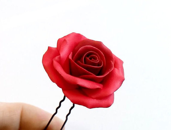 Mariage - Red roses large rose, Wedding Hair Accessories, Bohemian Wedding Hairstyles Hair Flower